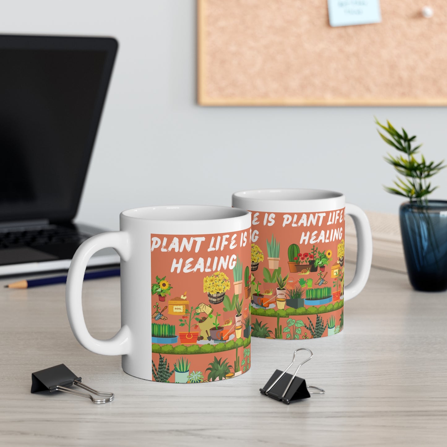 Plant Life Is Healing Orange Ground Ceramic Mug 11oz