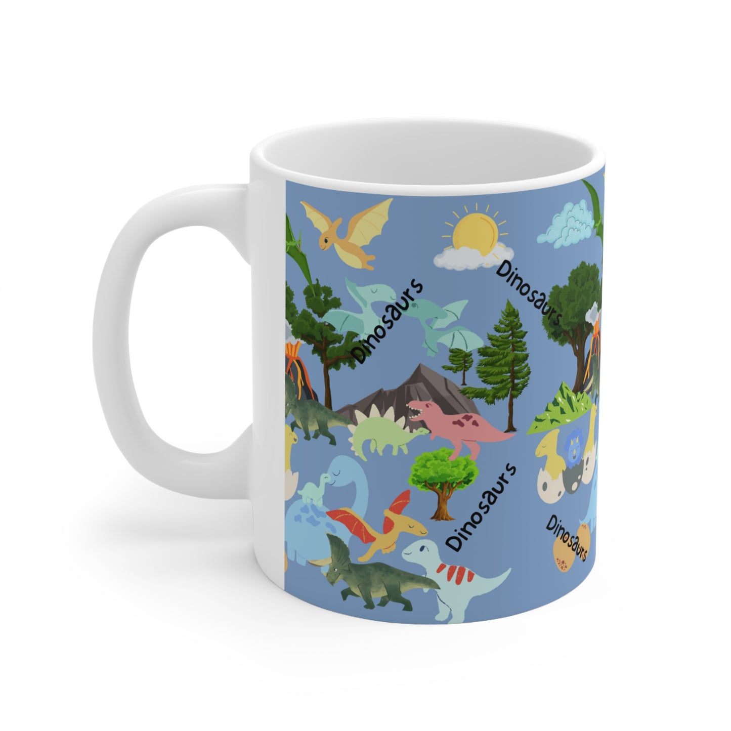 Dinosaurs Blue Ceramic Mug 11oz