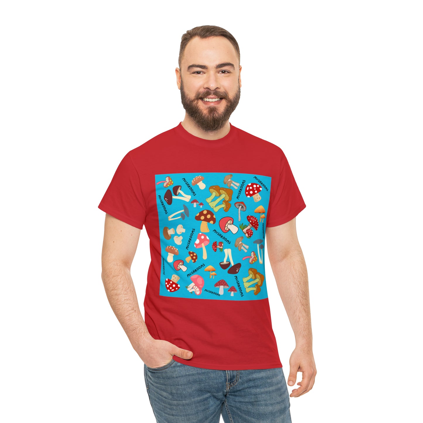 Mushrooms Turq Ground Unisex Heavy Cotton Tee