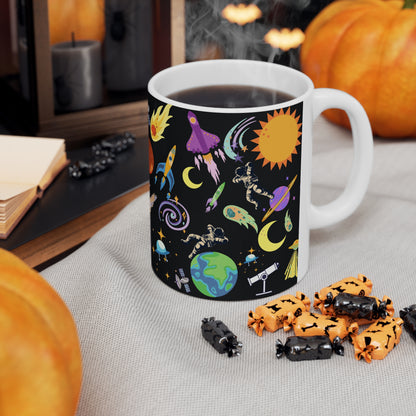 Outerspace Encounters Black Ceramic Mug 11oz