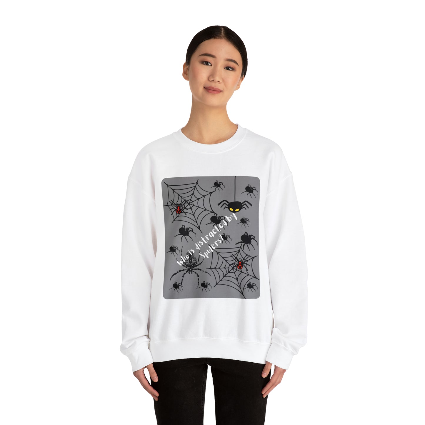 Who is Distracted By Spiders? Unisex Heavy Blend™ Crewneck Sweatshirt