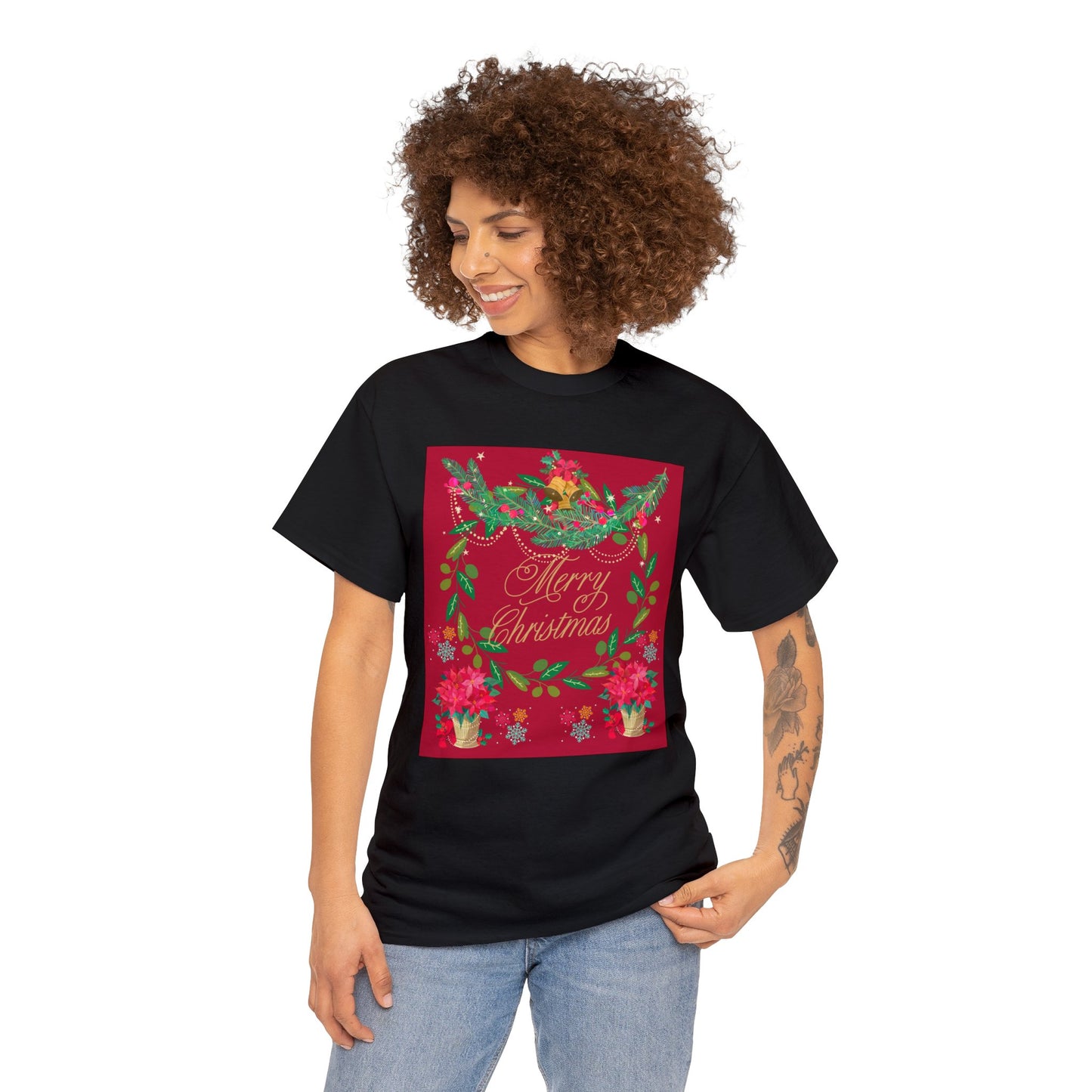 Merry Christmas Garland Unisex Heavy Cotton Tee