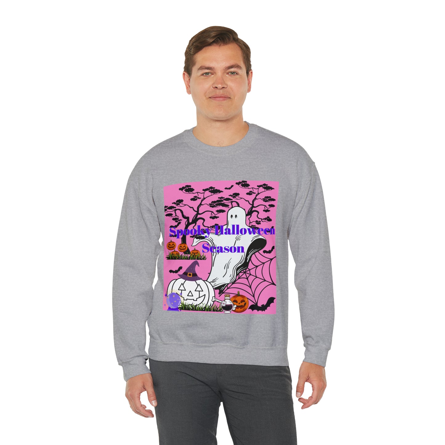 Spooky Halloween Season Pink Unisex Heavy Blend™ Crewneck Sweatshirt