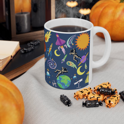 Outerspace Encounters Blue Ceramic Mug 11oz