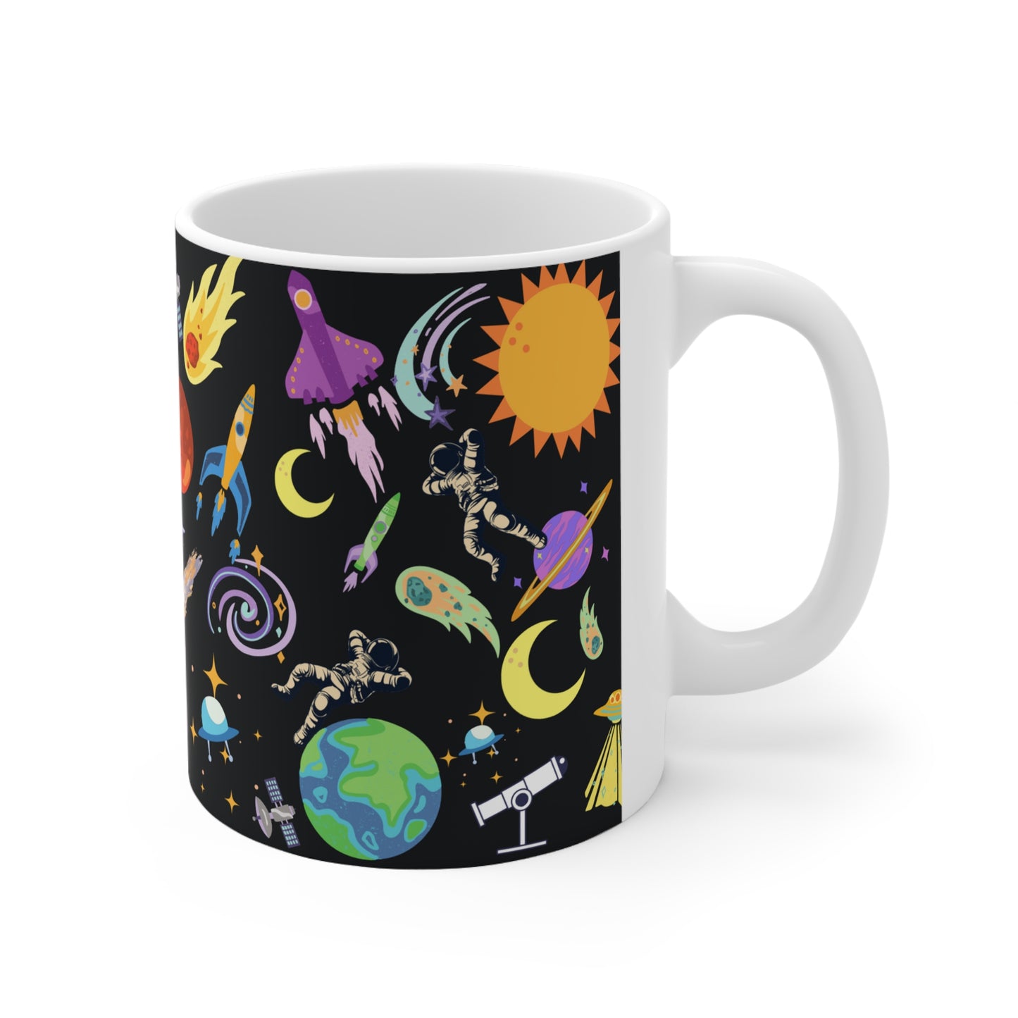 Outerspace Encounters Black Ceramic Mug 11oz