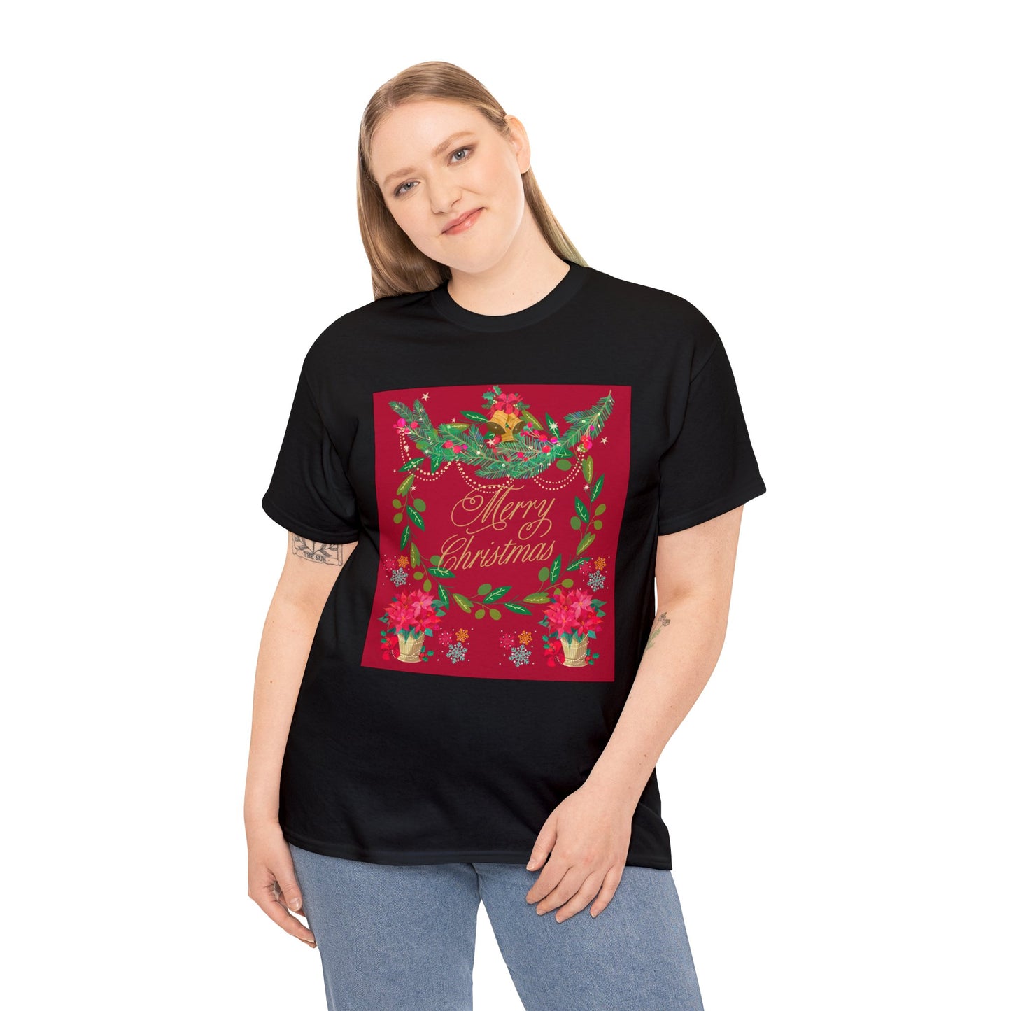 Merry Christmas Garland Unisex Heavy Cotton Tee