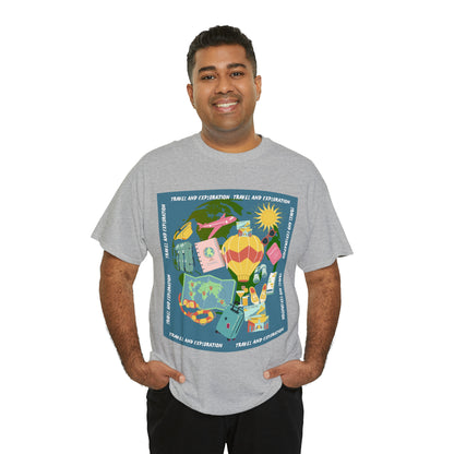 Travel and exploration Blue Unisex Heavy Cotton Tee