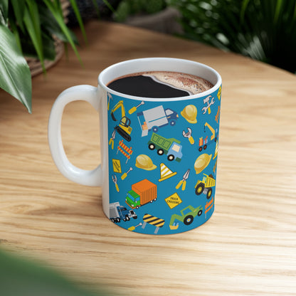 Construction Teal Ceramic Mug 11oz