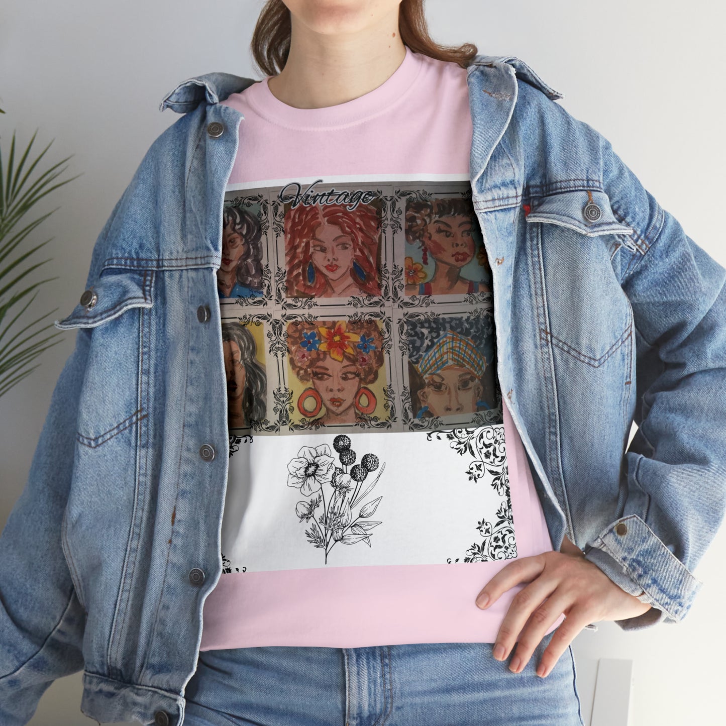 Vintage with comic art Unisex Heavy Cotton Tee