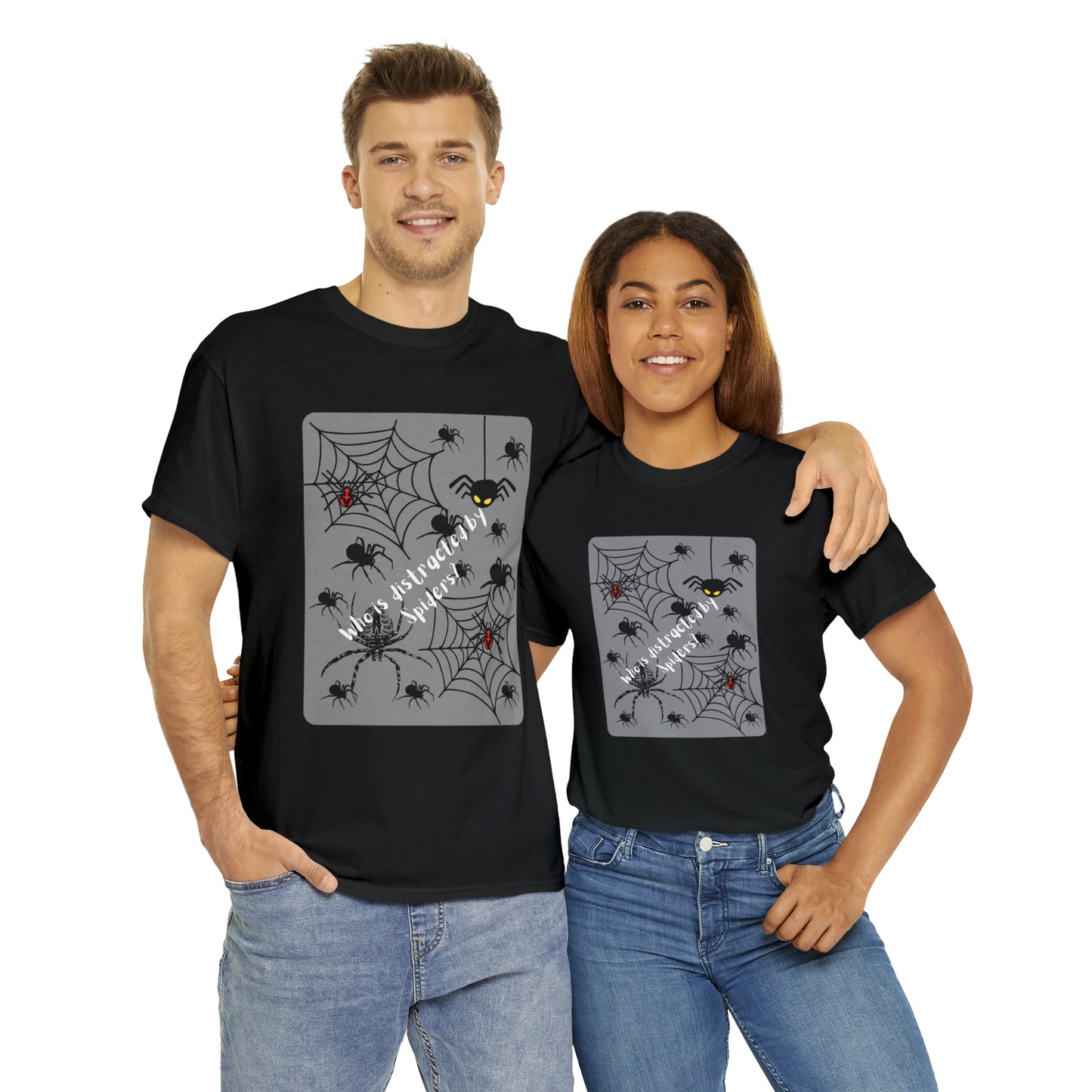 Who is Distracted By Spiders? Unisex Heavy Cotton Tee