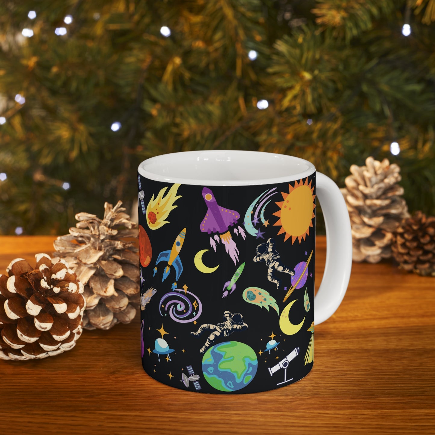 Outerspace Encounters Black Ceramic Mug 11oz