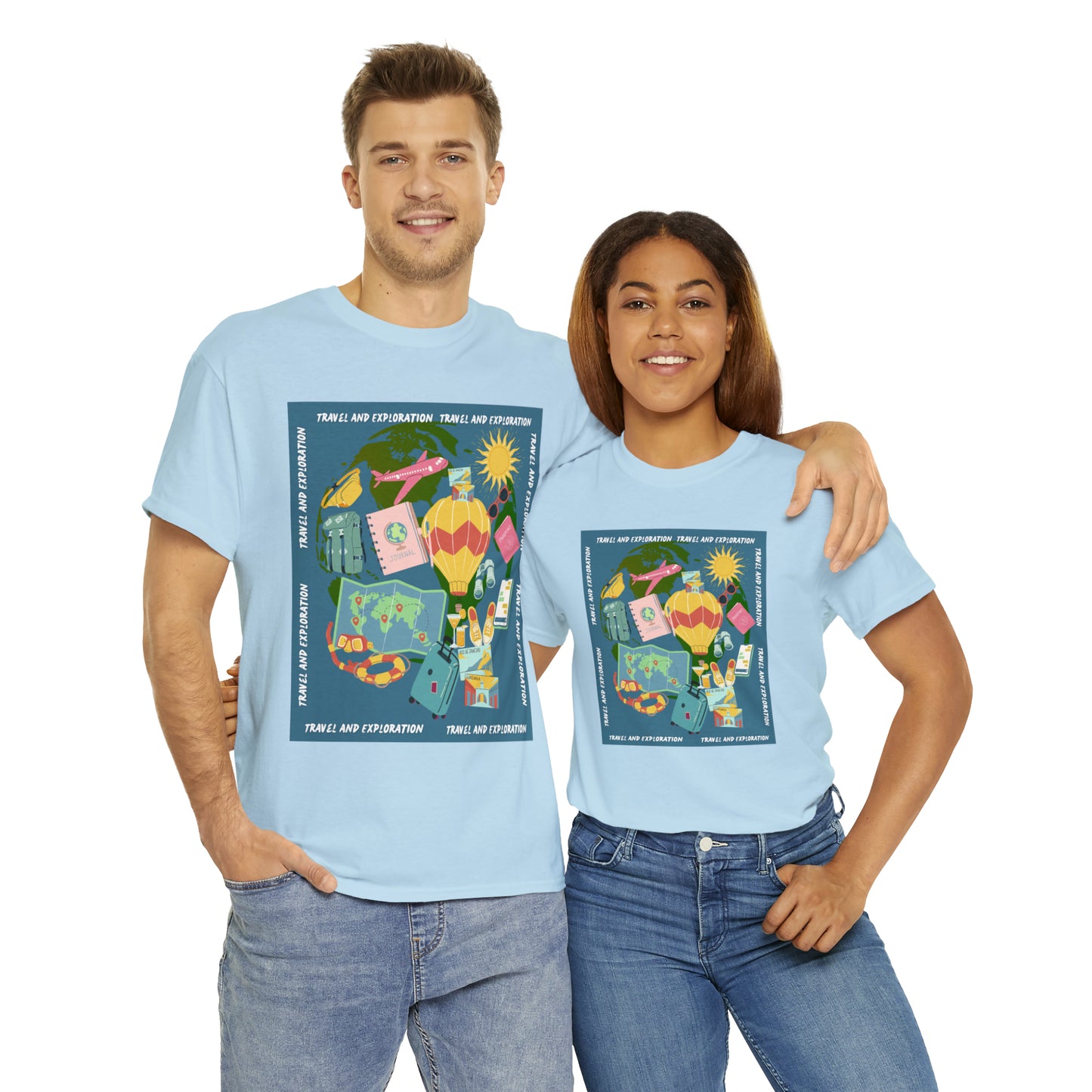 Travel and exploration Blue Unisex Heavy Cotton Tee